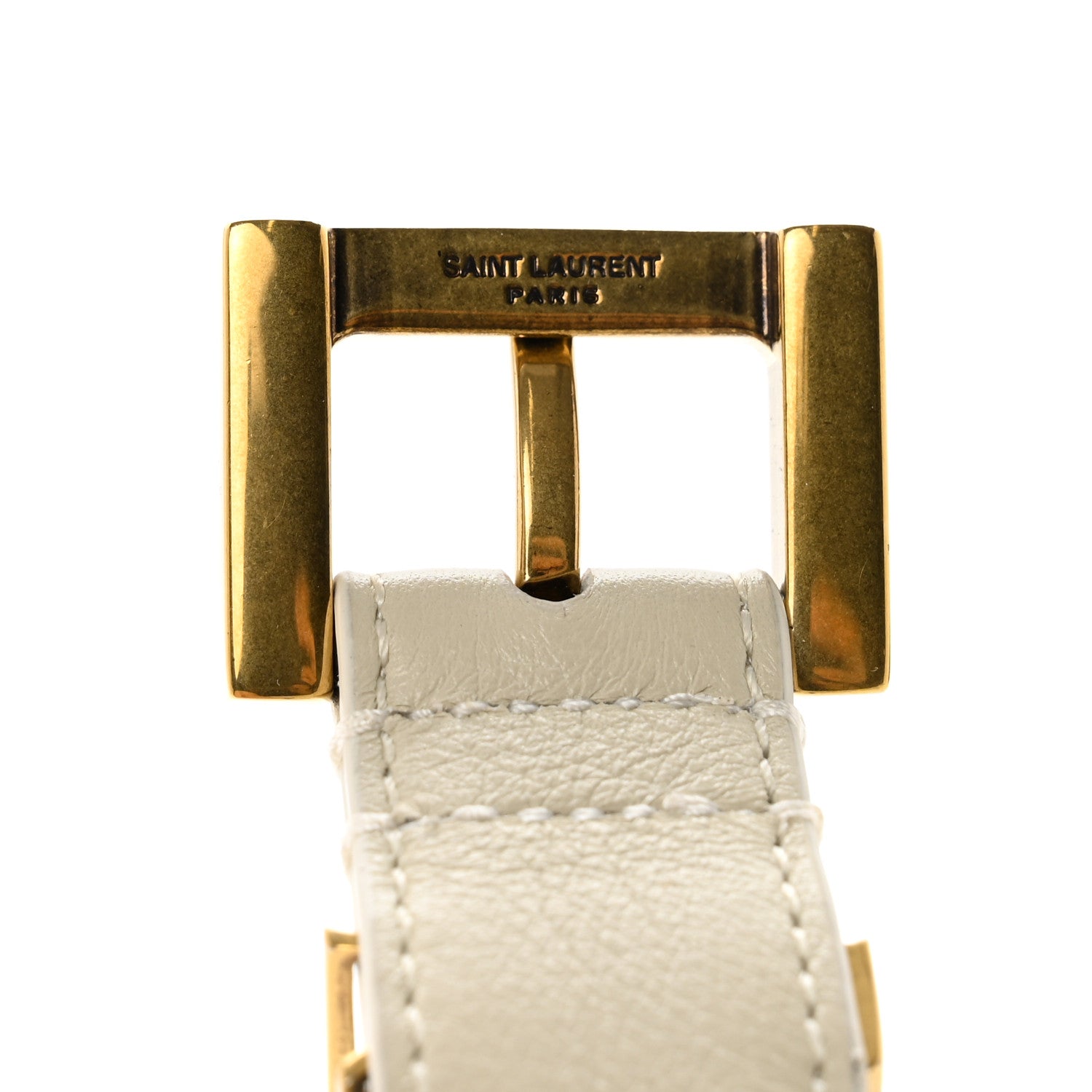 Saint Laurent Smooth Calfskin Monogram Square Buckle Belt 70 28 White 3 of 6