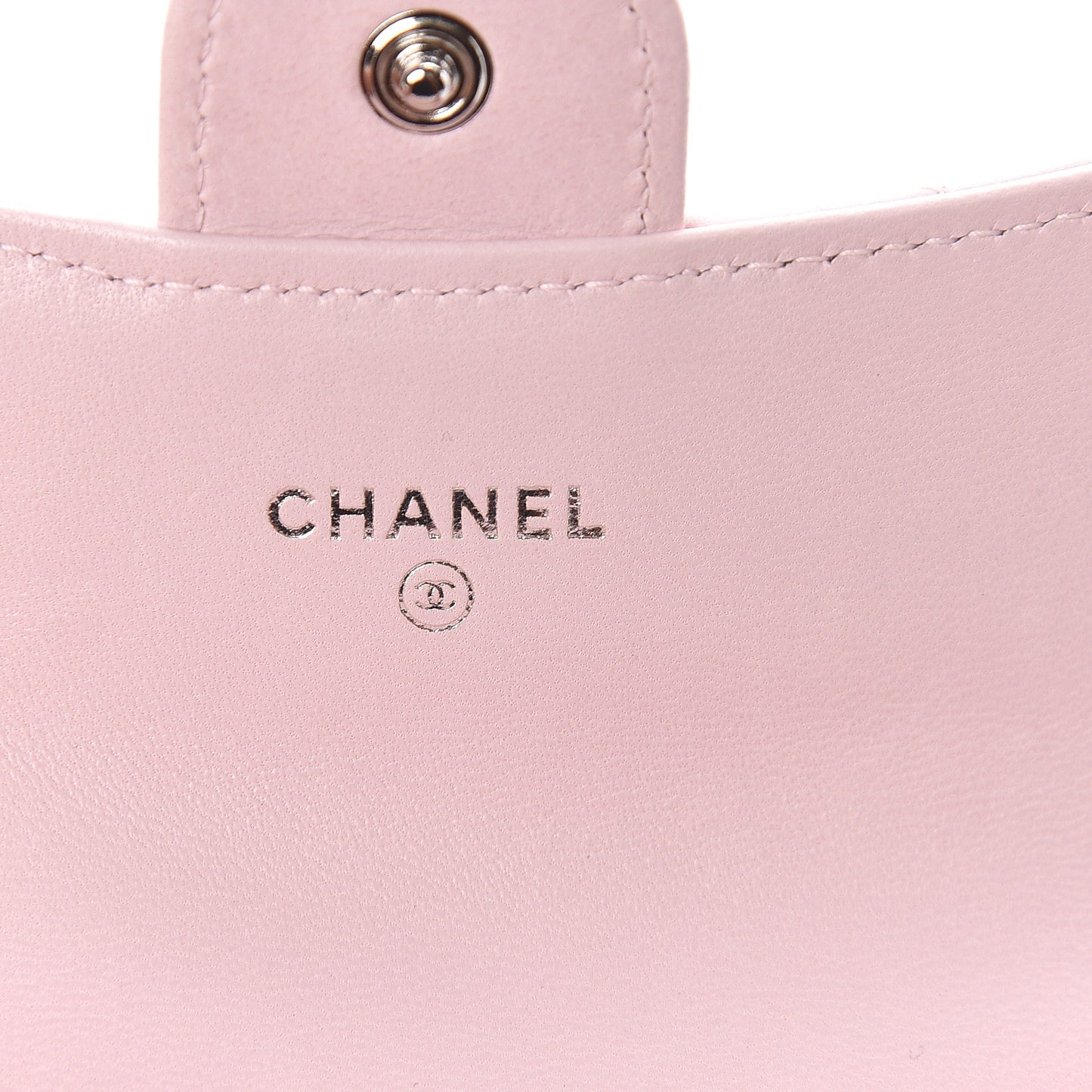 Lambskin Quilted Flap Card Holder Light Pink