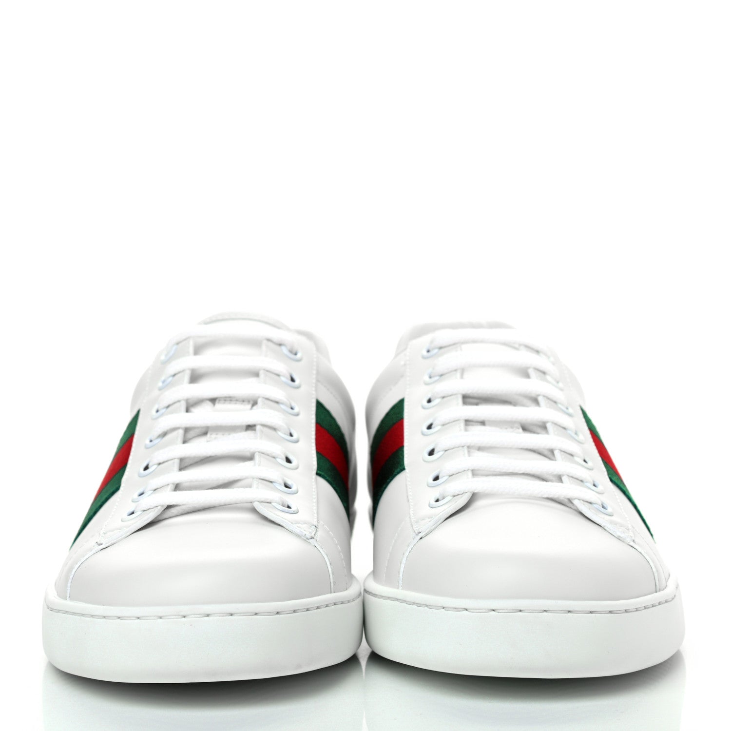 Gucci Calfskin Crocodile Web Mens Ace Sneakers 9 White Green 2 of 10