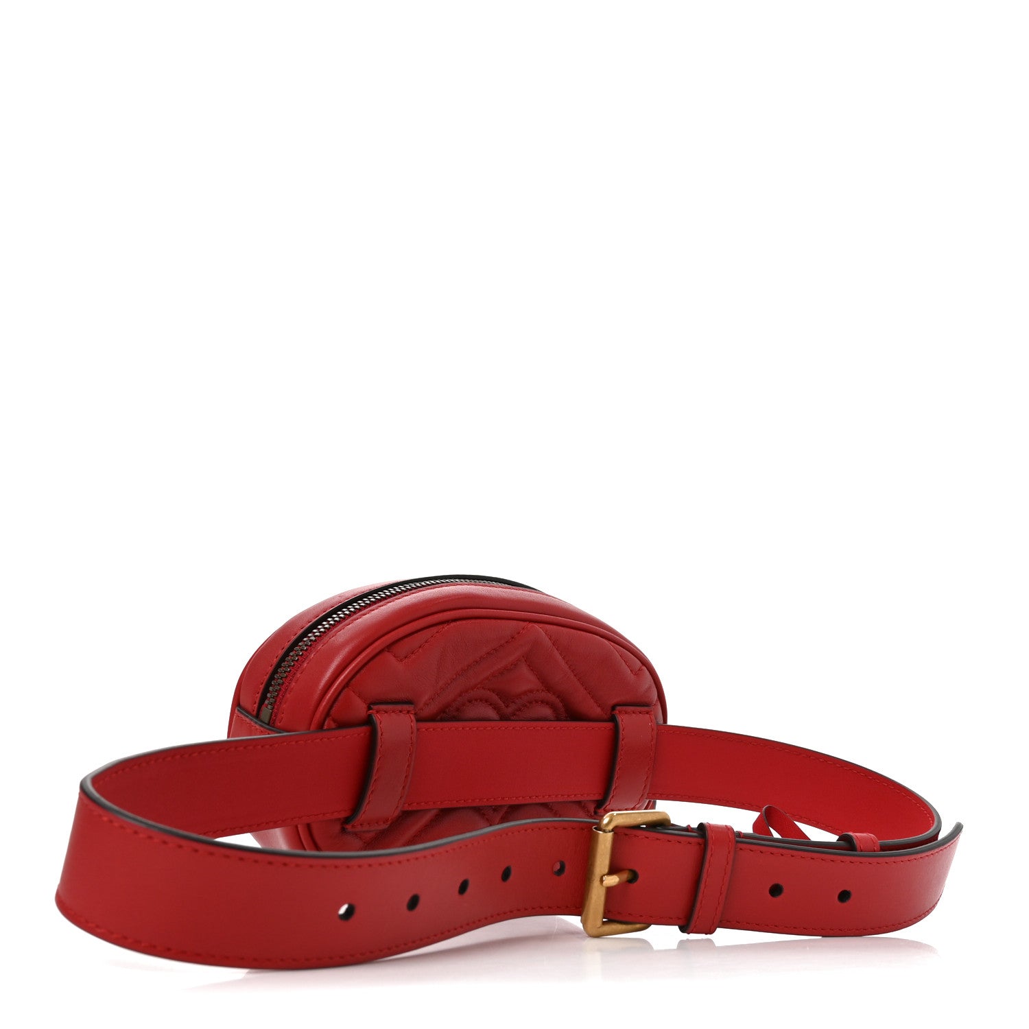 Gucci Calfskin Matelasse GG Marmont Belt Bag 75 30 Hibiscus Red 2 of 9