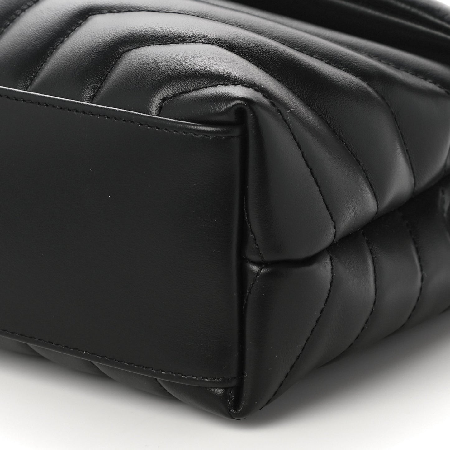 Calfskin Y Quilted Monogram Small Loulou Chain Satchel Black