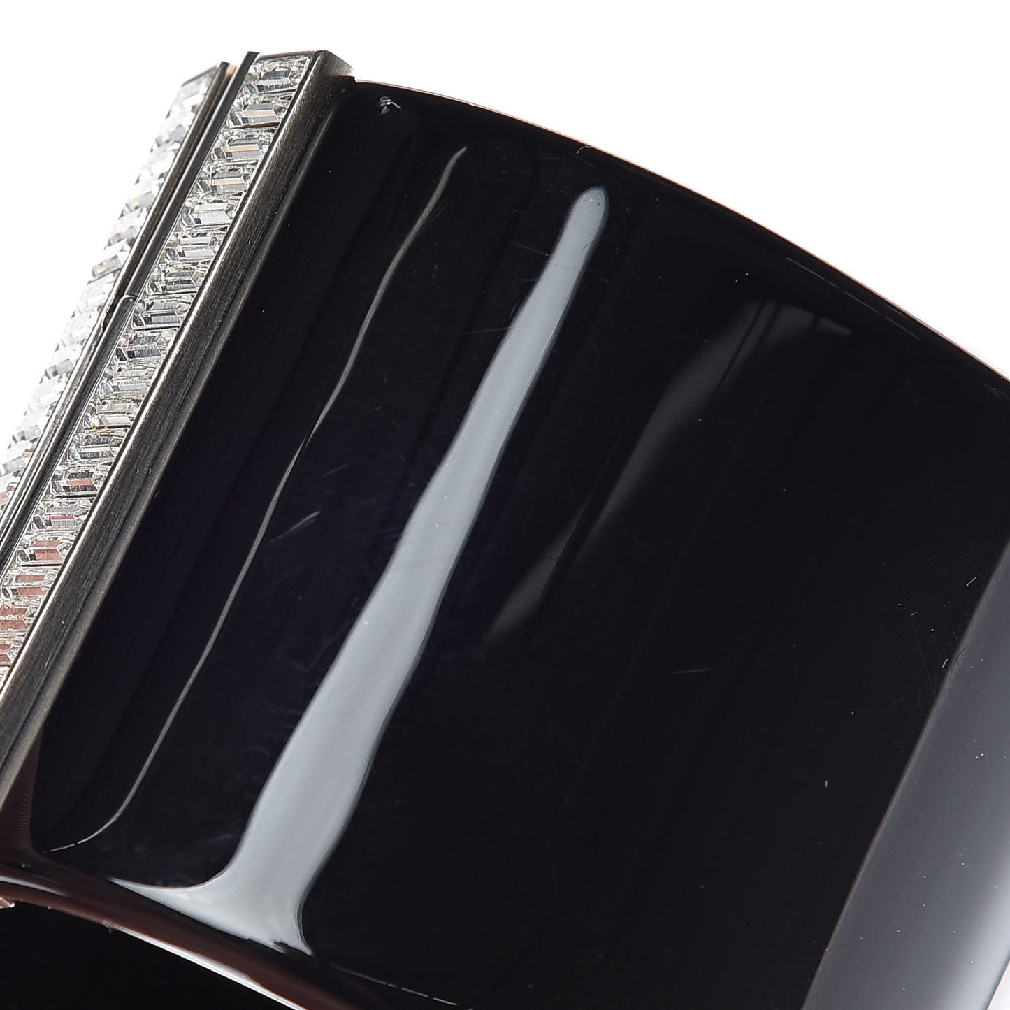 Resin Crystal Baguette CC Wide Cuff Black