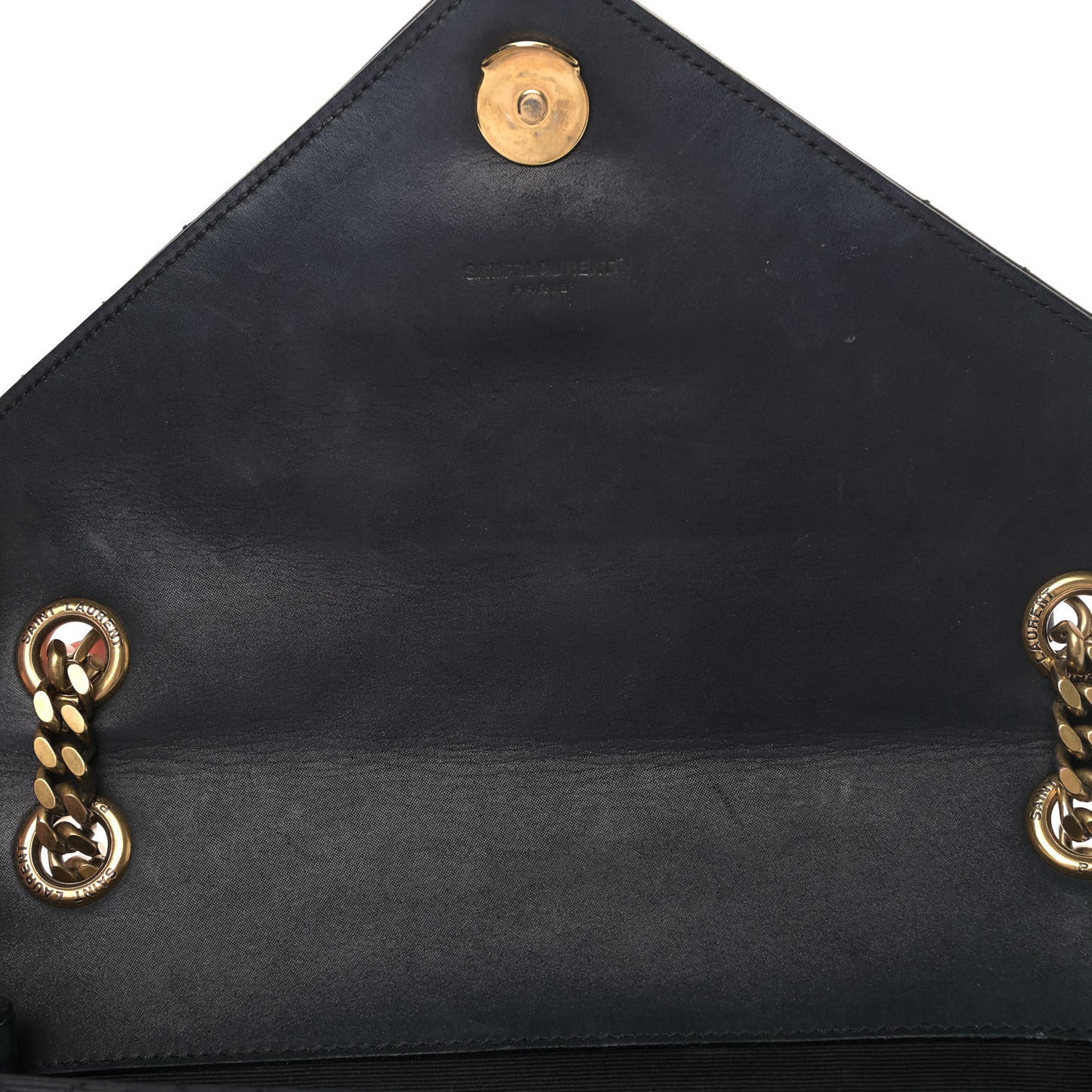 Sheepskin Tri-Quilt Monogram Medium College Bag Black