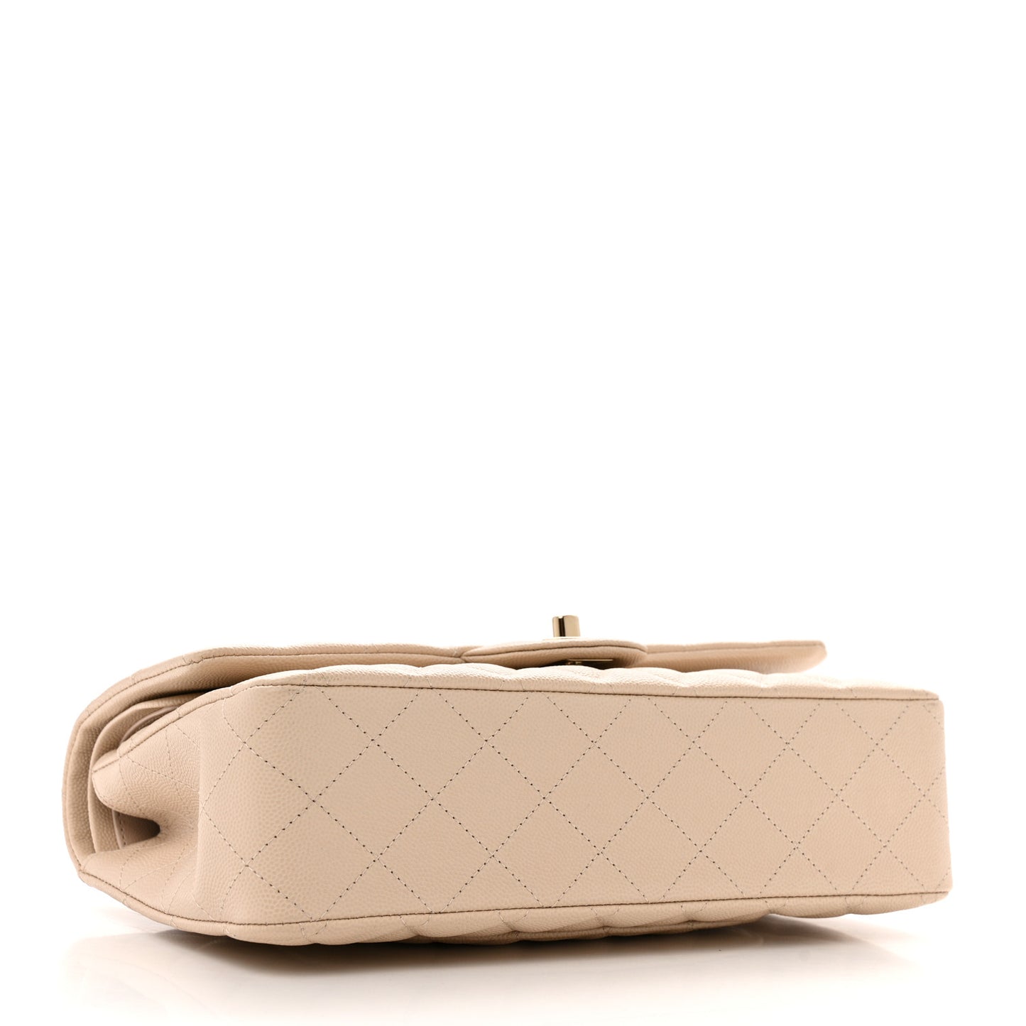 Caviar Quilted Medium Double Flap Ecru