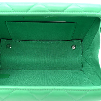 Chanel Quilted Lambskin Metal Bar Clutch Bag Green 5 of 12