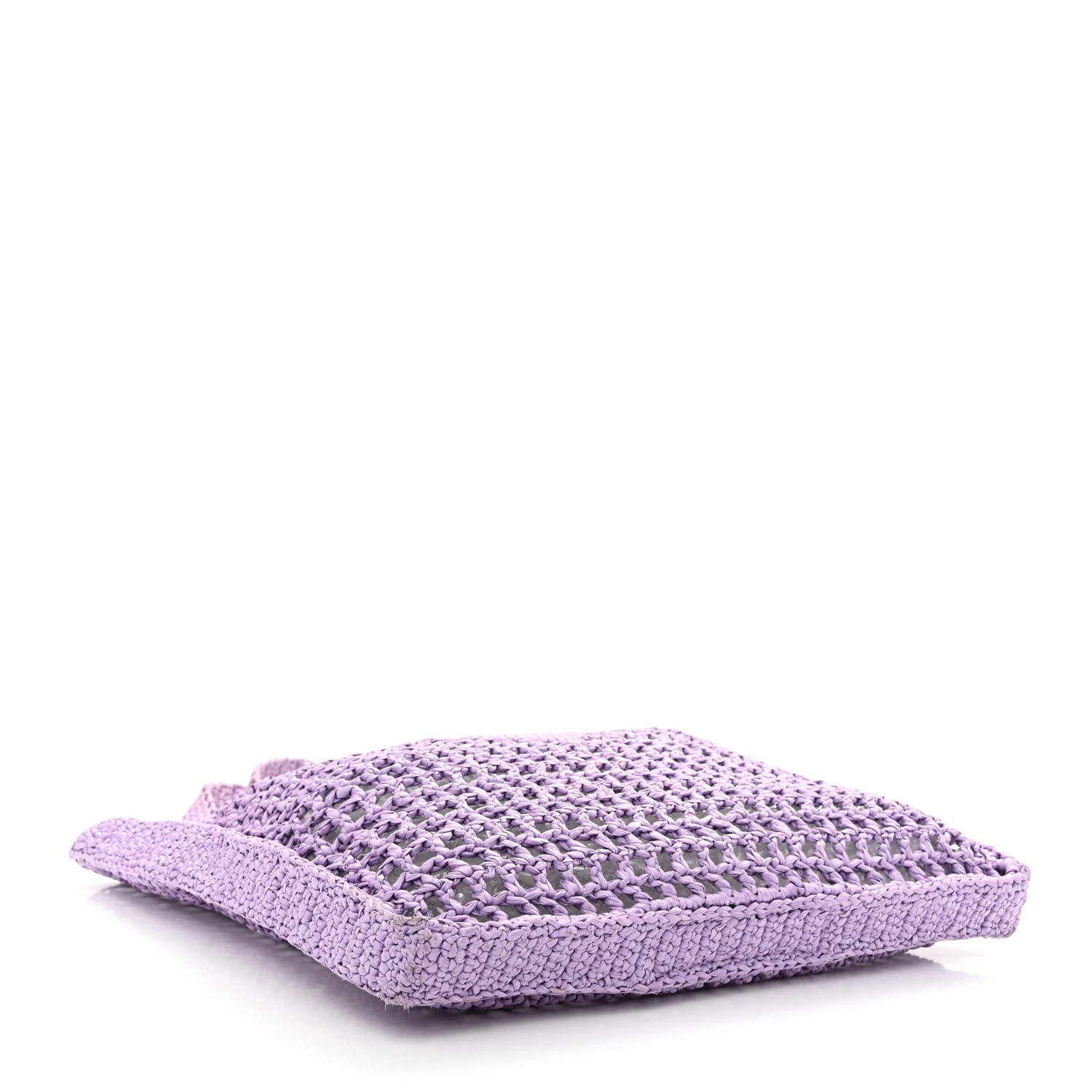 Prada Yarn Raffia Effect Crochet Logo Embroidered Tote Bag Lilium 4 of 10