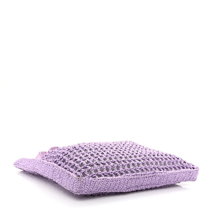 Prada Yarn Raffia Effect Crochet Logo Embroidered Tote Bag Lilium 4 of 10