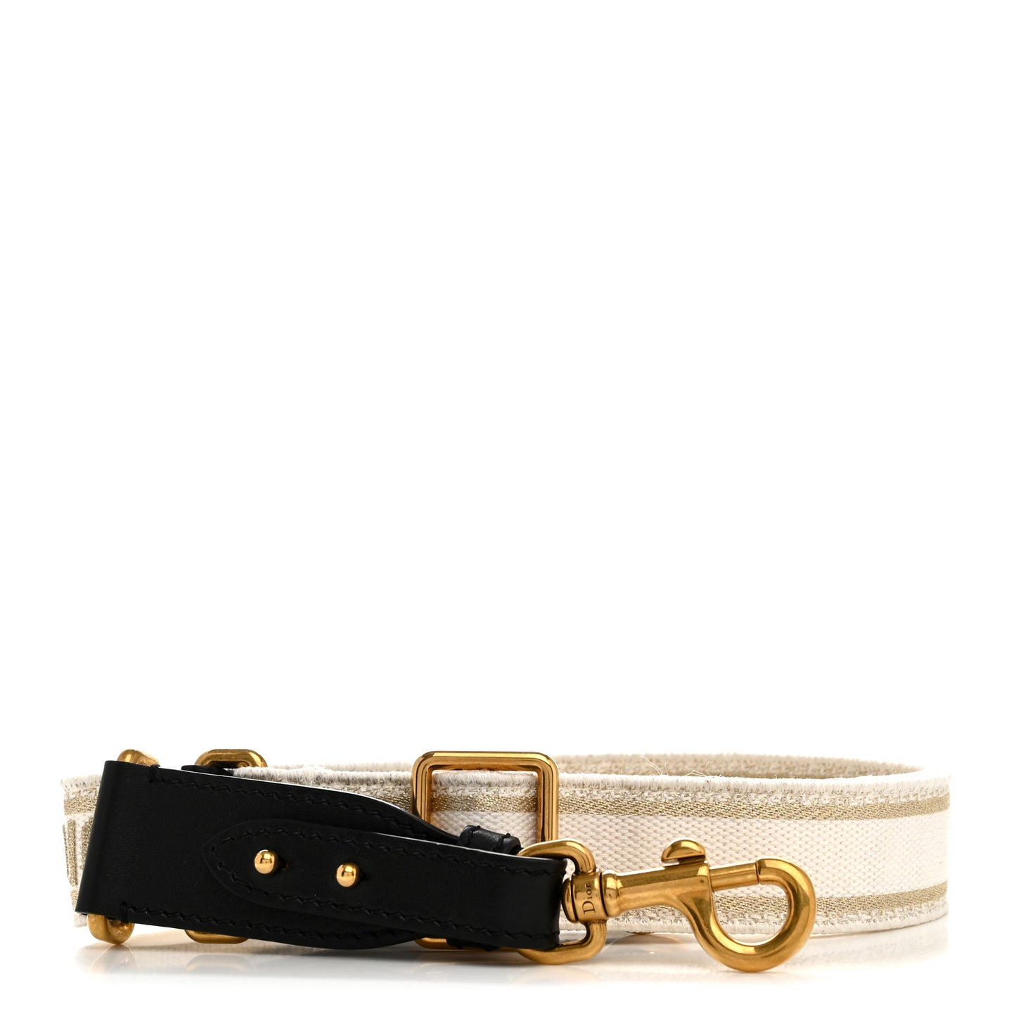 Canvas Embroidered Shoulder Strap White Gold