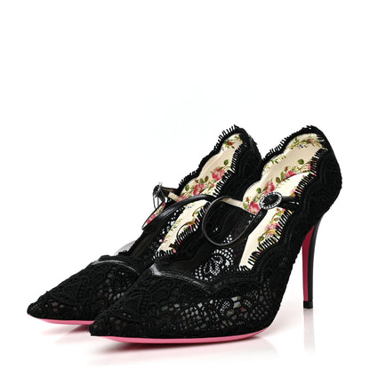 Gucci Lace Pizzo Venice Pumps 39.5 Black 3 of 7