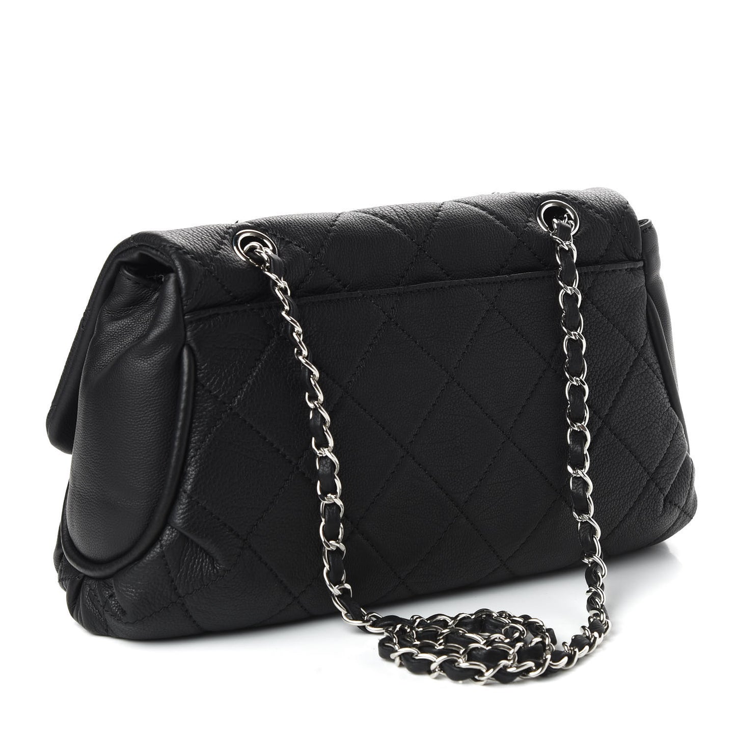 Grained Calfskin Single Flap Black