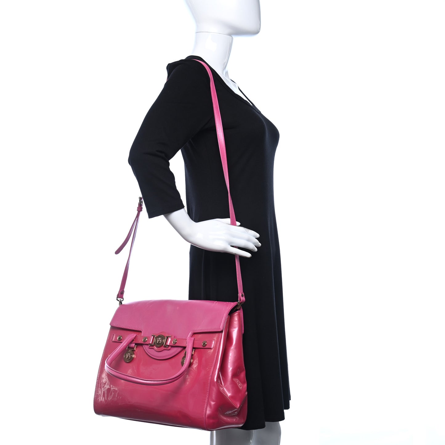 Patent Calfskin Large Signature Tote Pink