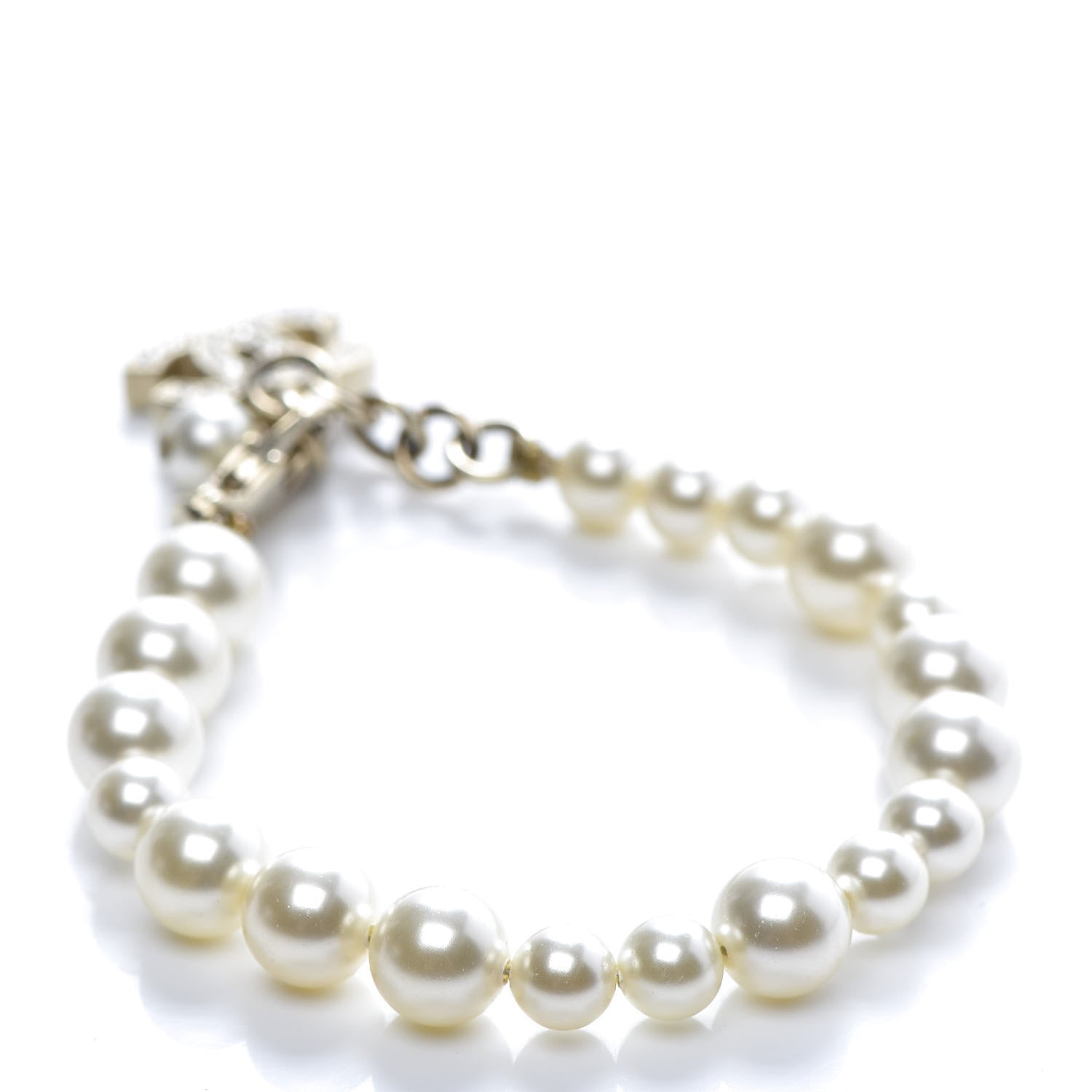 Chanel Pearl Crystal CC Bracelet Gold 3 of 4