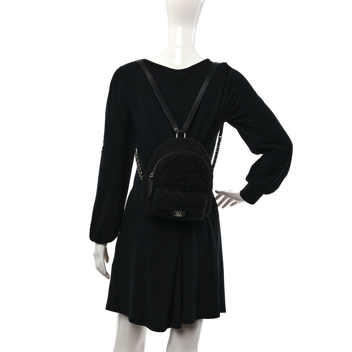Lurex Knit Mini Pluto Glitter Backpack Black