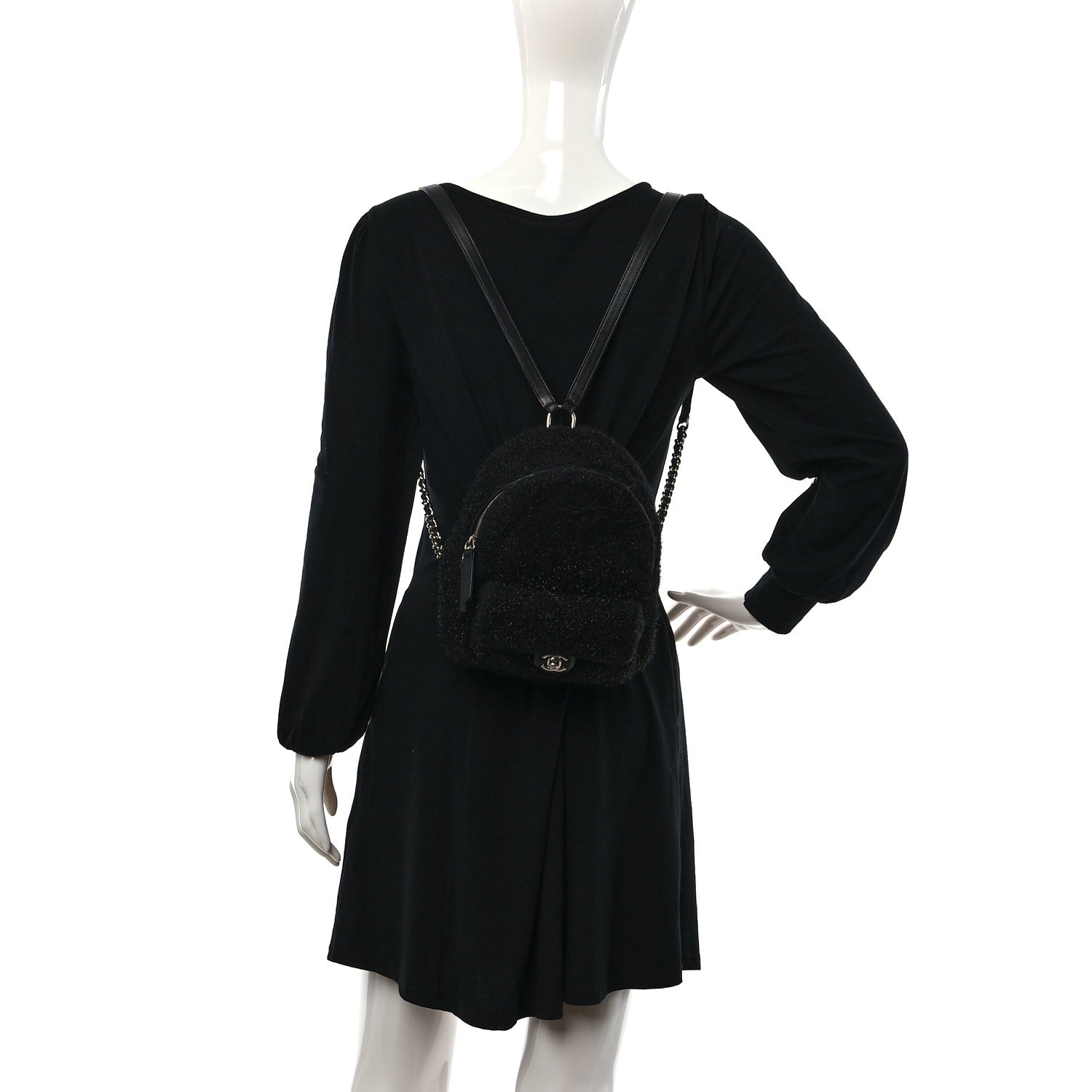 Chanel Lurex Knit Mini Pluto Glitter Backpack Black 2 of 10