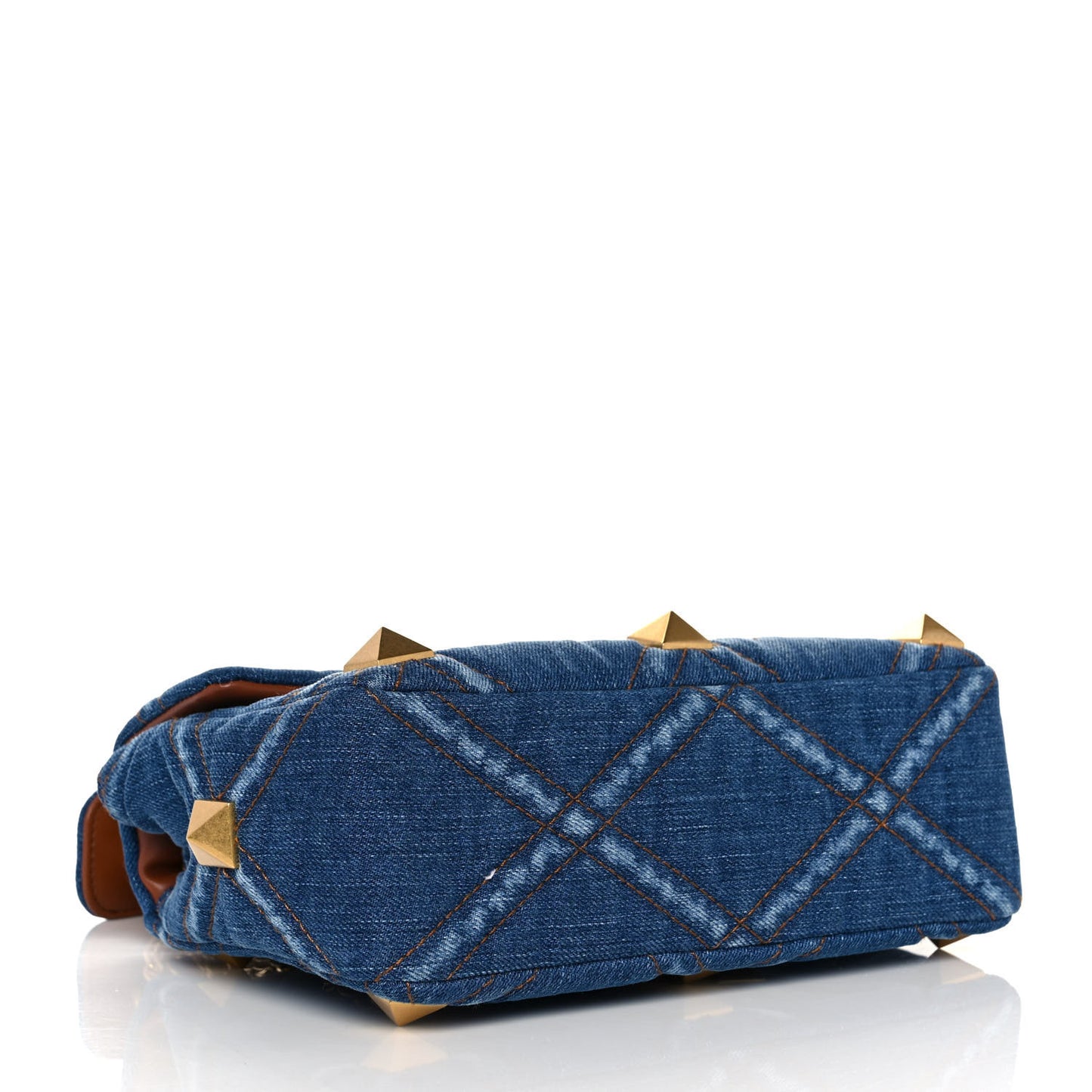 Denim Medium Roman Stud Shoulder Bag Light Denim Selleria