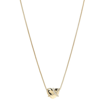 David Yurman 18K Yellow Gold Diamond Le Petit Coeur Heart Pendant Necklace 1 of 6