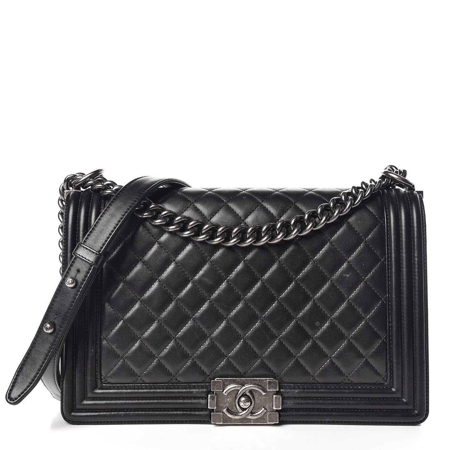 Lambskin Quilted New Medium Boy Flap Black