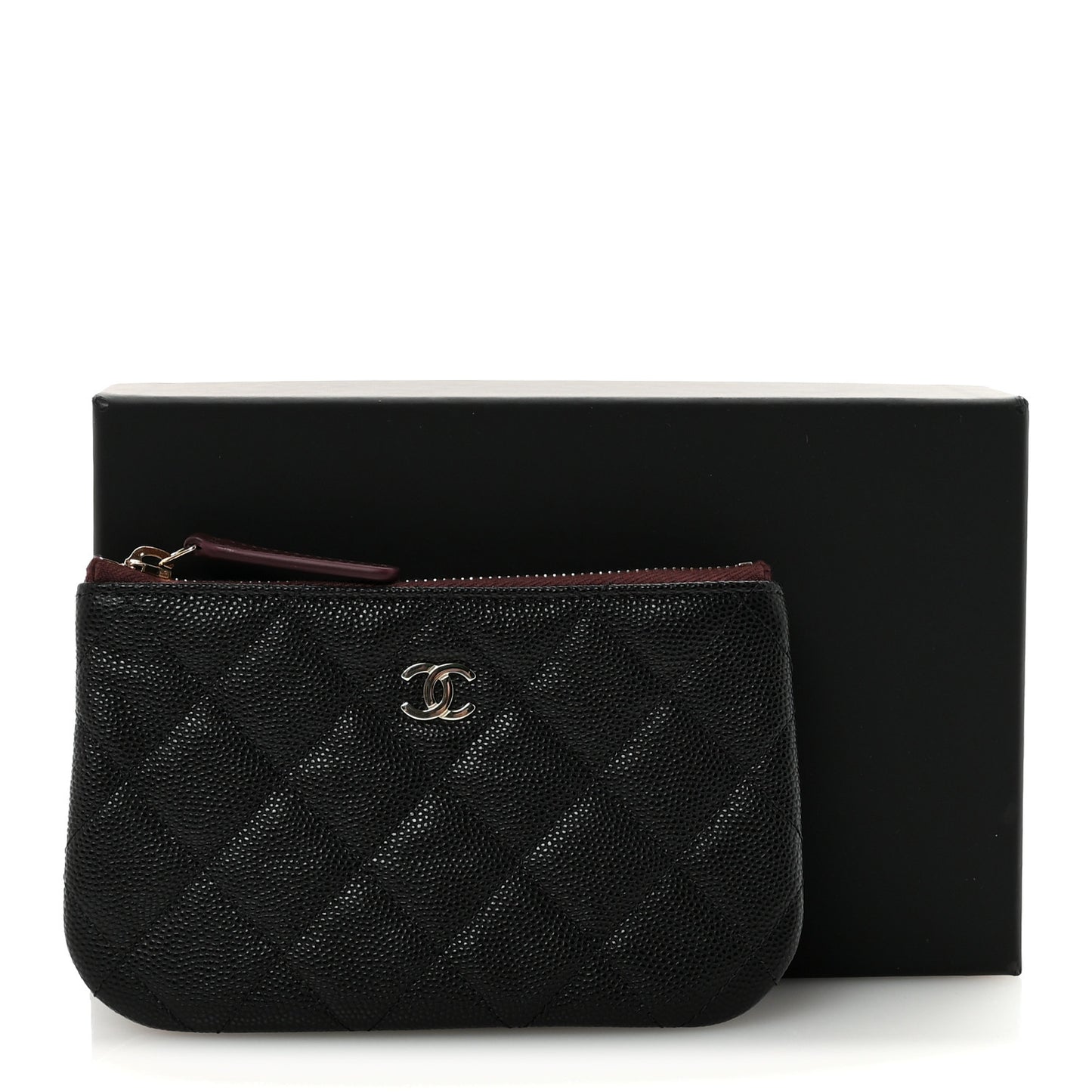 Caviar Quilted Small Cosmetic Case Black