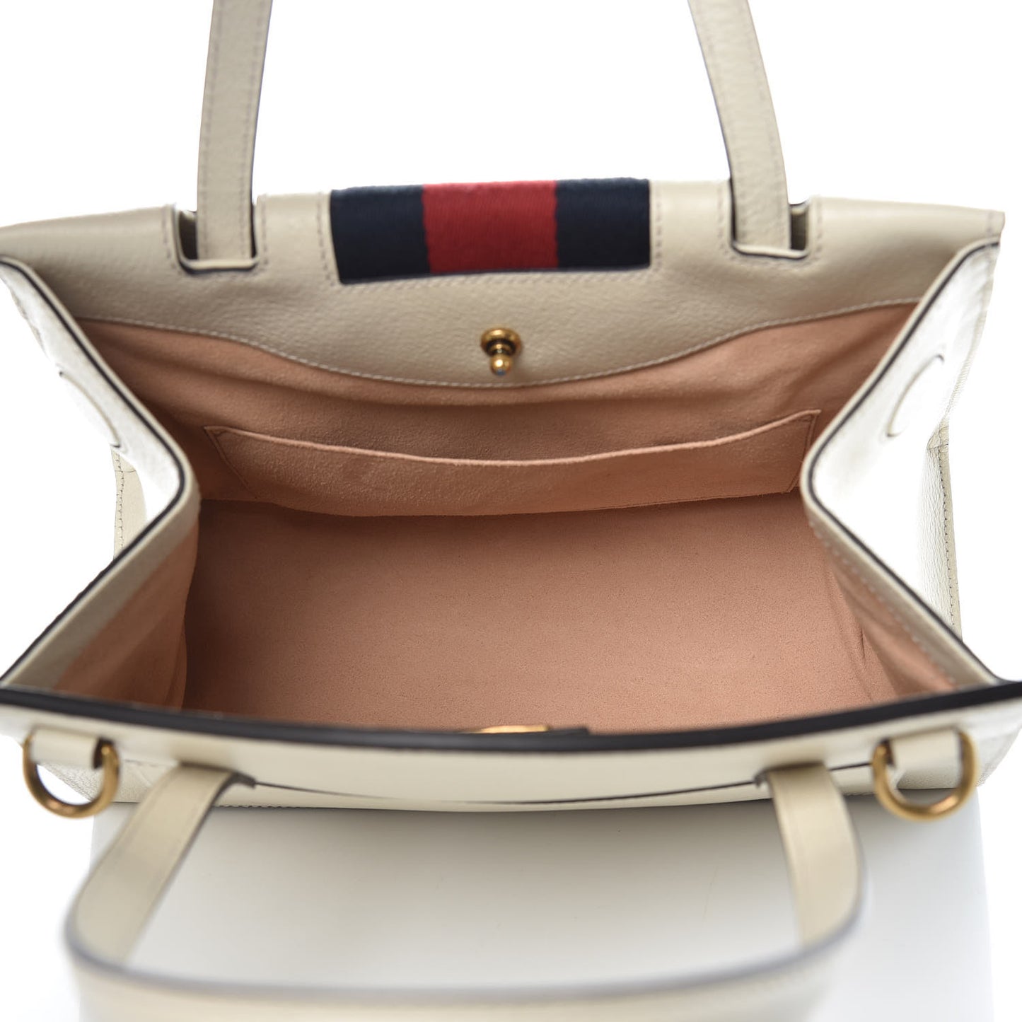 Grained Calfskin Web Stripe Butterfly Medium Totem Top Handle Bag White