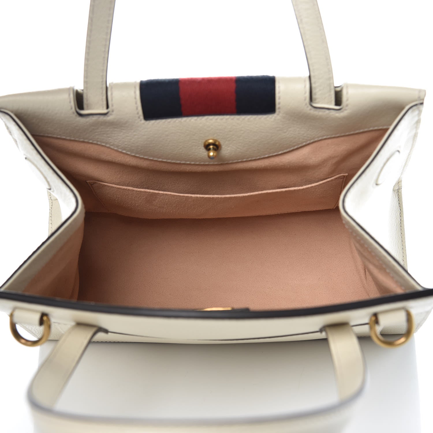 Gucci Grained Calfskin Web Stripe Butterfly Medium Totem Top Handle Bag White 6 of 18