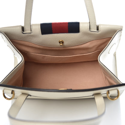 Gucci Grained Calfskin Web Stripe Butterfly Medium Totem Top Handle Bag White 6 of 18