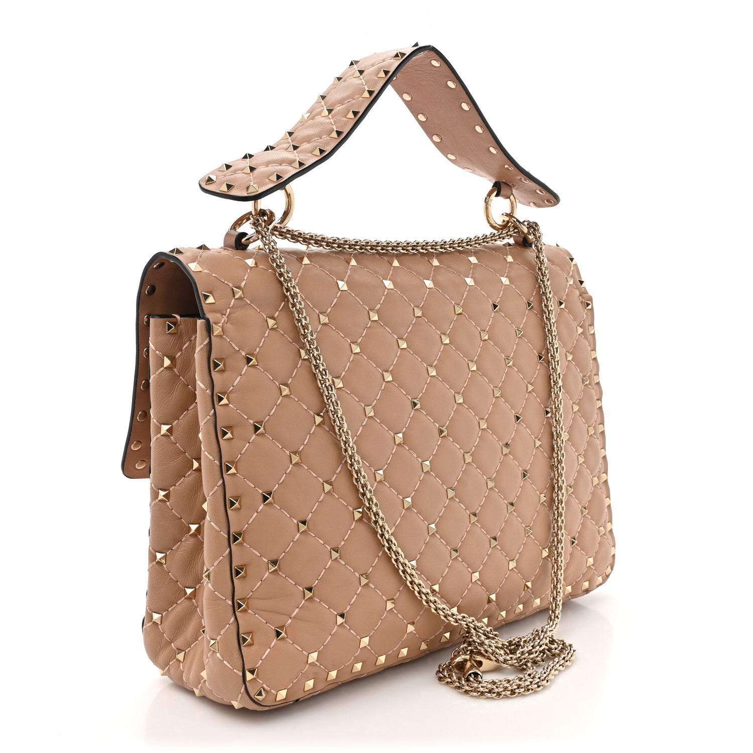 Valentino Garavani Nappa Large Rockstud Spike Shoulder Bag Soft Noisette 3 of 13