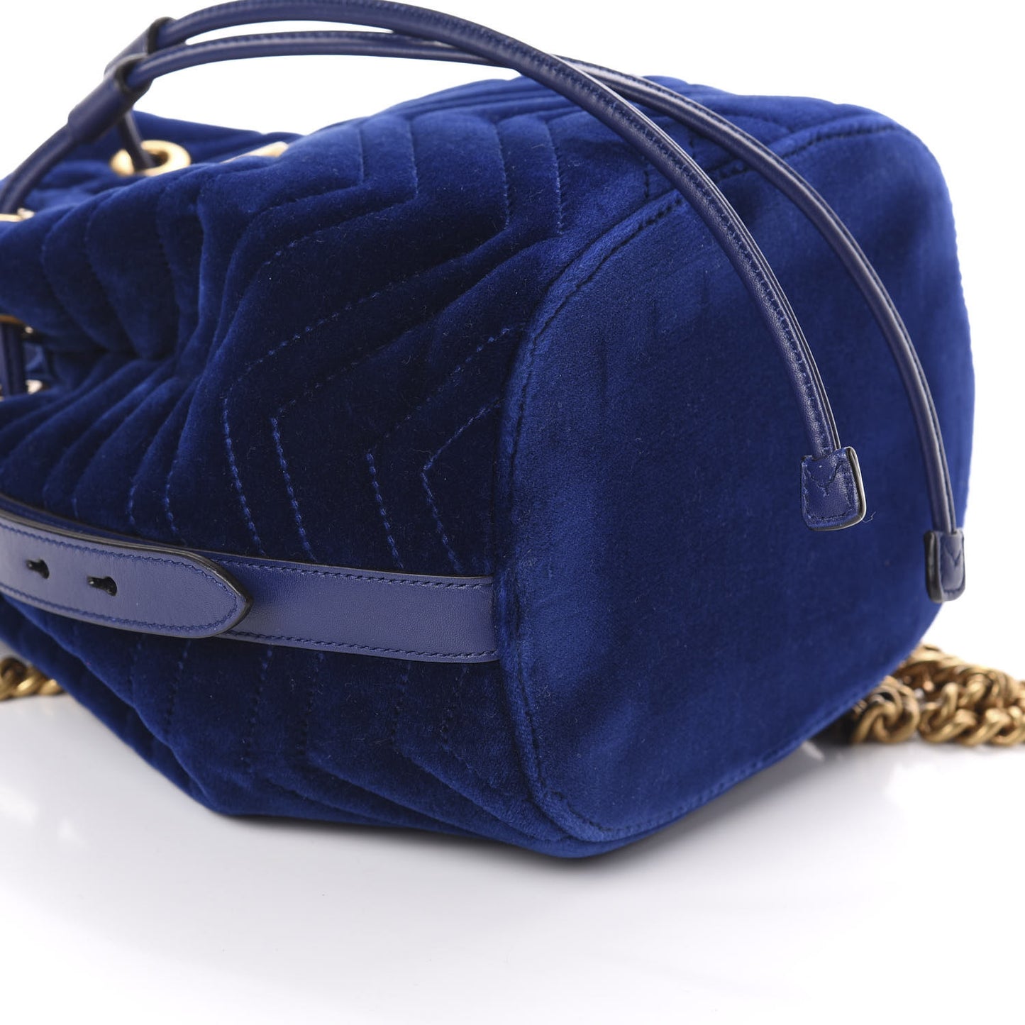 Velvet Matelasse GG Marmont Bucket Bag Cobalt Blue