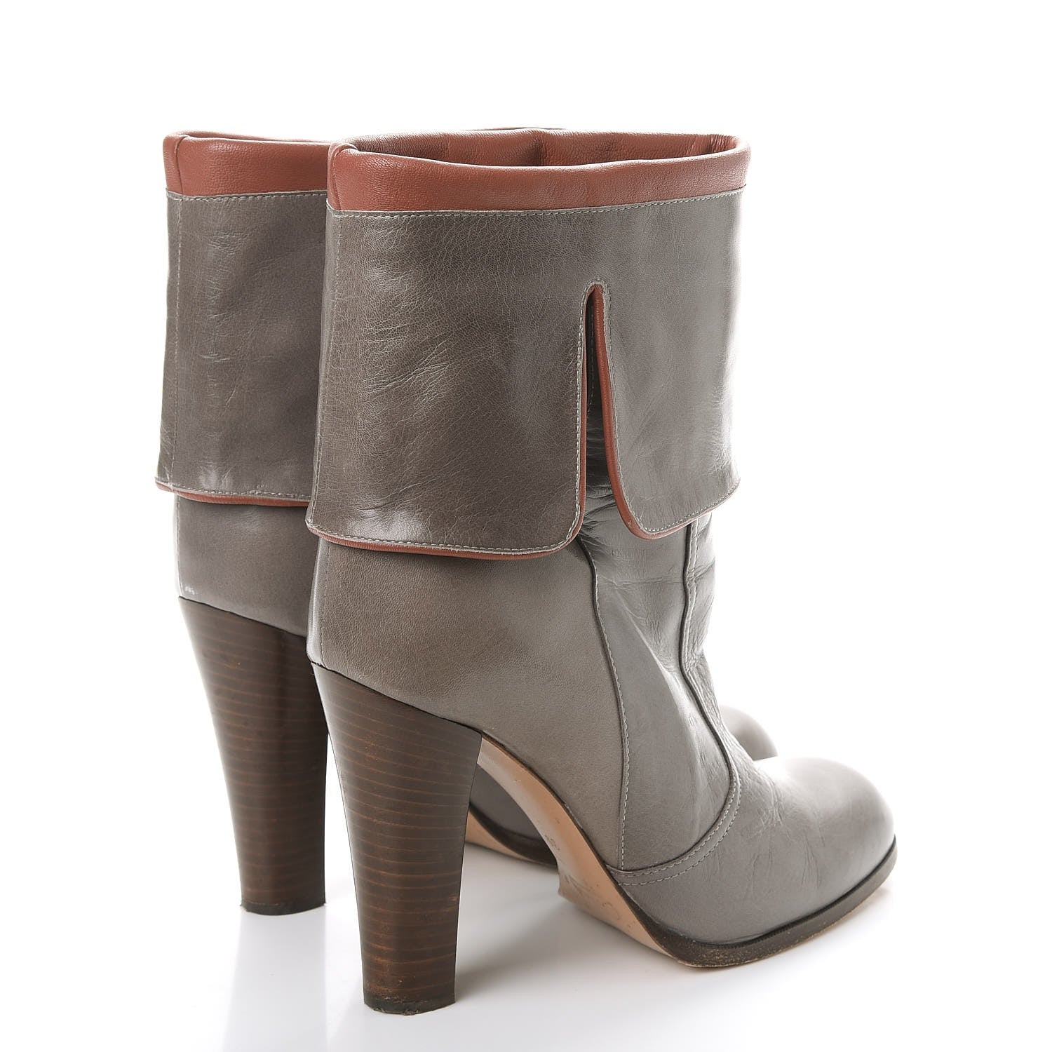 Chloe Sheepskin Fold Over Ankle Boots 39 Grey 4 of 12