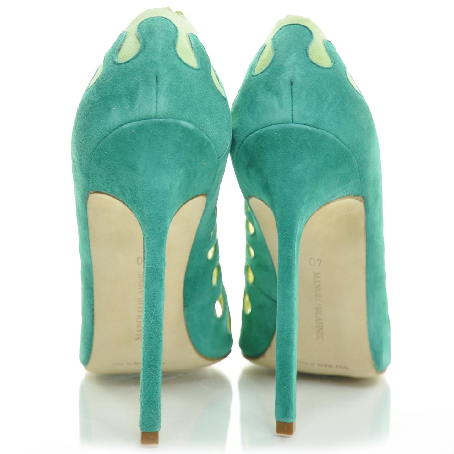 MANOLOBLAHNIKSuedeColiflorPumps40EmeraldLimeGreen
