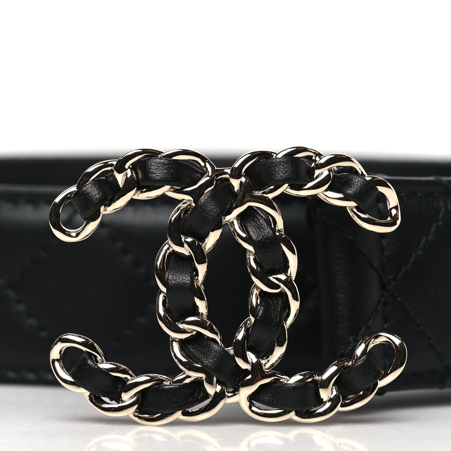 Calfskin Quilted CC Chain Belt 85 34 Black