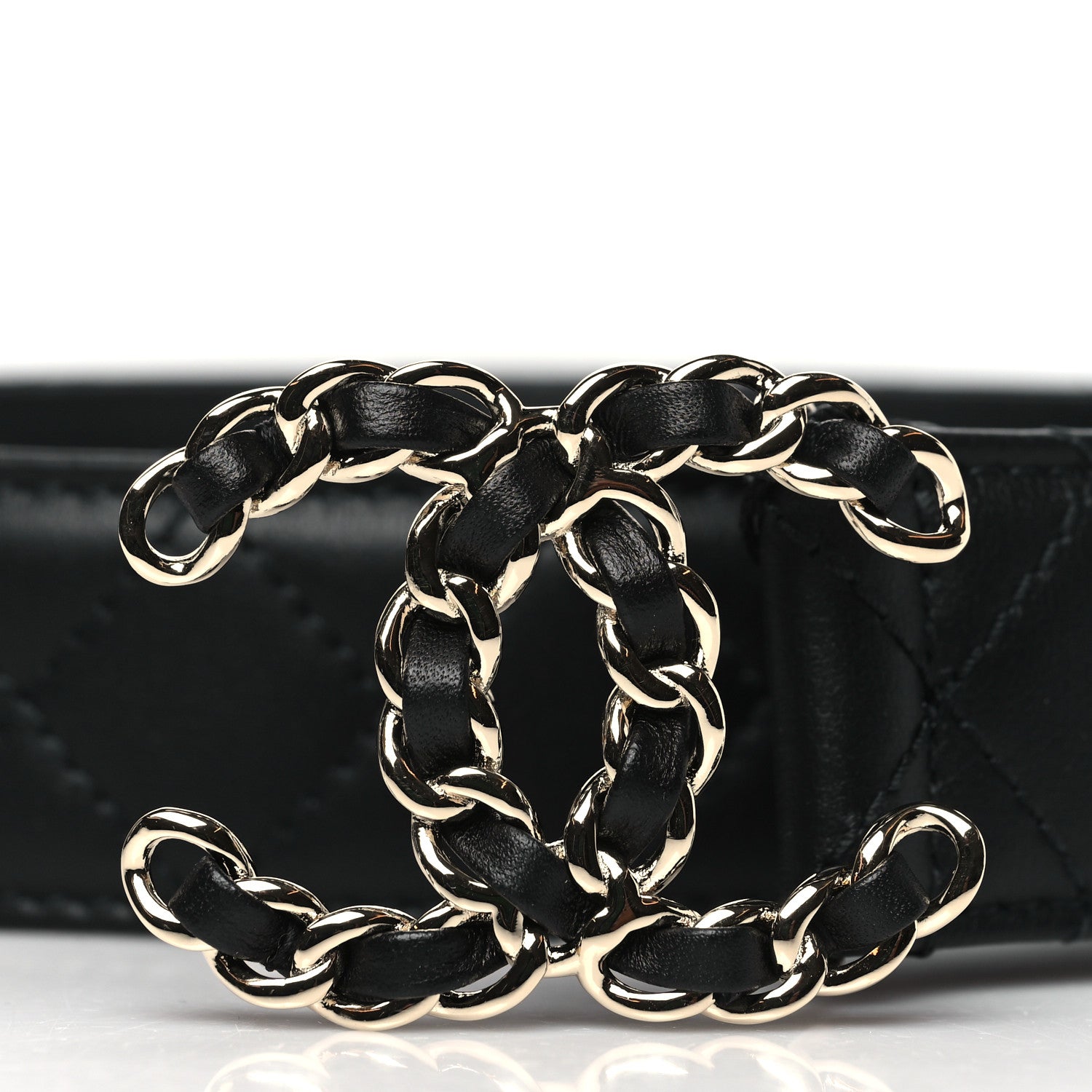Chanel Calfskin Quilted CC Chain Belt 85 34 Black 2 of 8