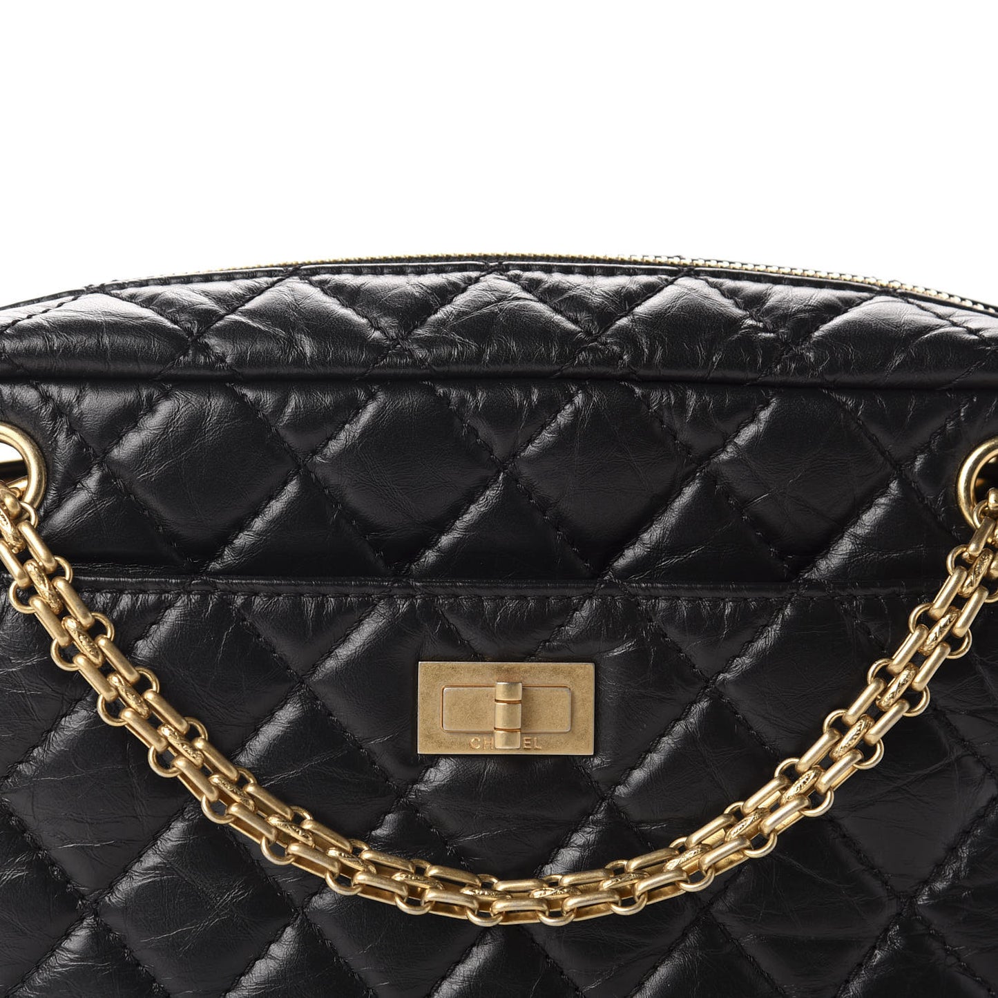 Aged Calfskin Quilted Medium Reissue Camera Case Black