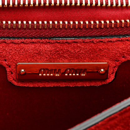 Miu Miu Goatskin Madras Miu Logo Shoulder Bag Rosa Fuoco 6 of 8
