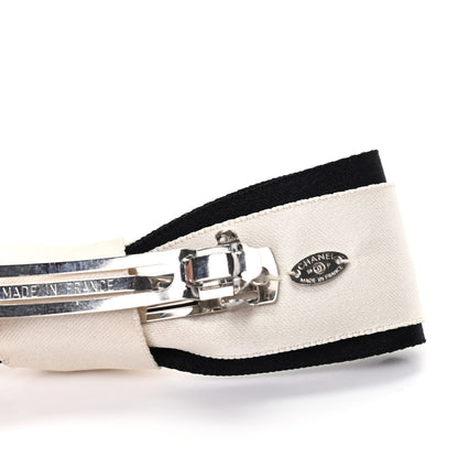 Chanel Satin CC Hair Clip Bow Black White 5 of 6