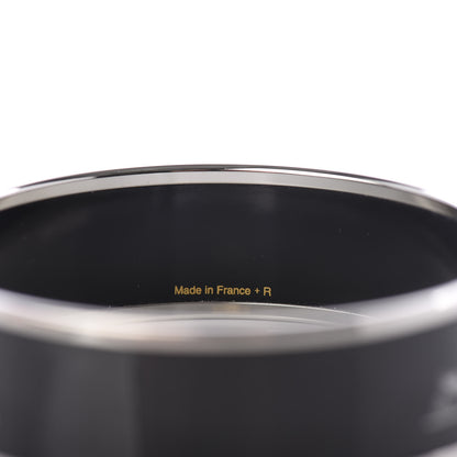 Hermes Enamel Printed Wide Caleche Bracelet 62 Black 3 of 5