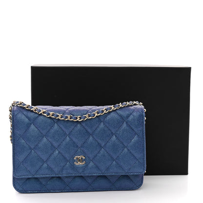 Chanel Iridescent Caviar Quilted Wallet on Chain WOC Dark Blue 12 of 12