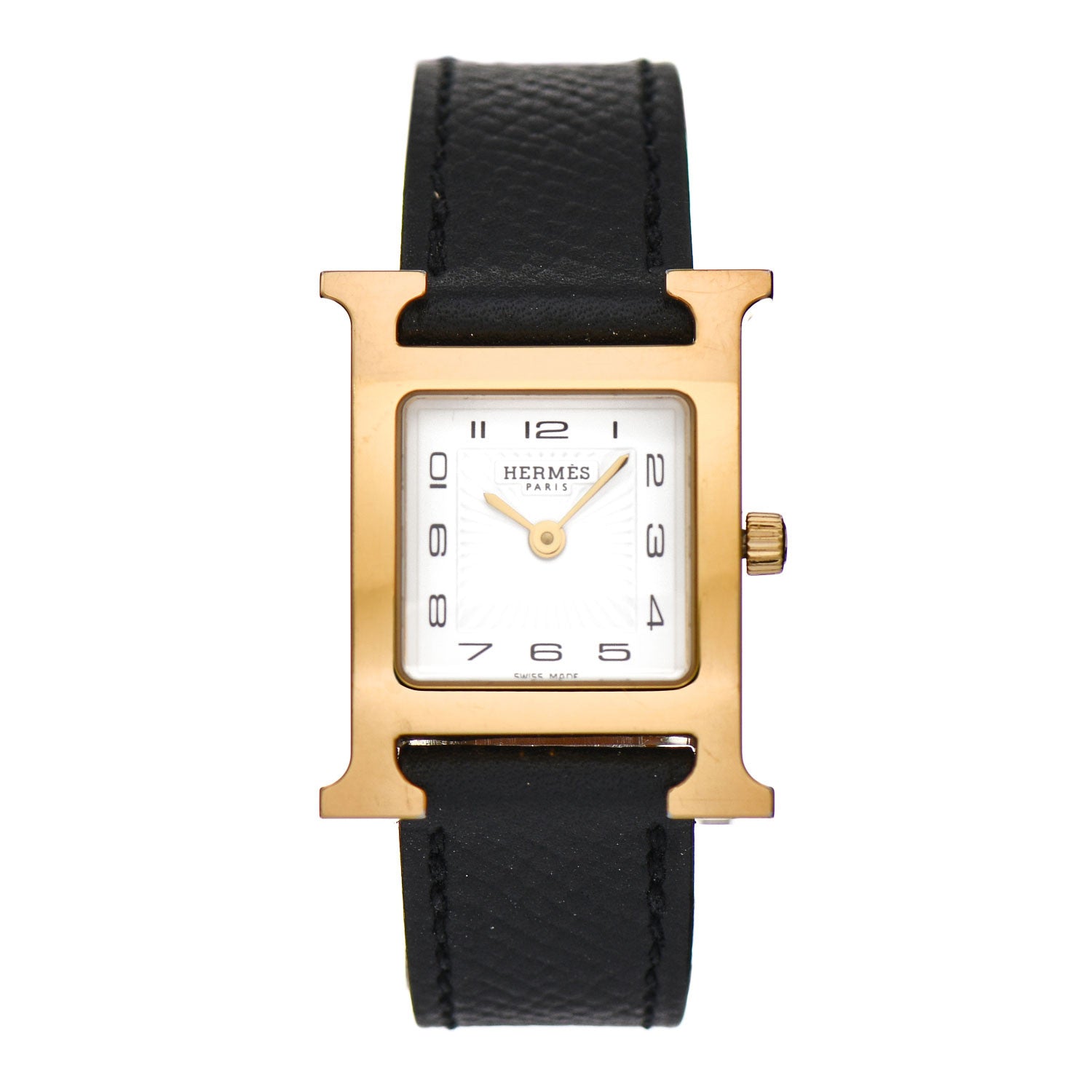 Hermes Stainless Steel Epsom 21mm Heure H Hour Quartz Watch Noir 2 of 5