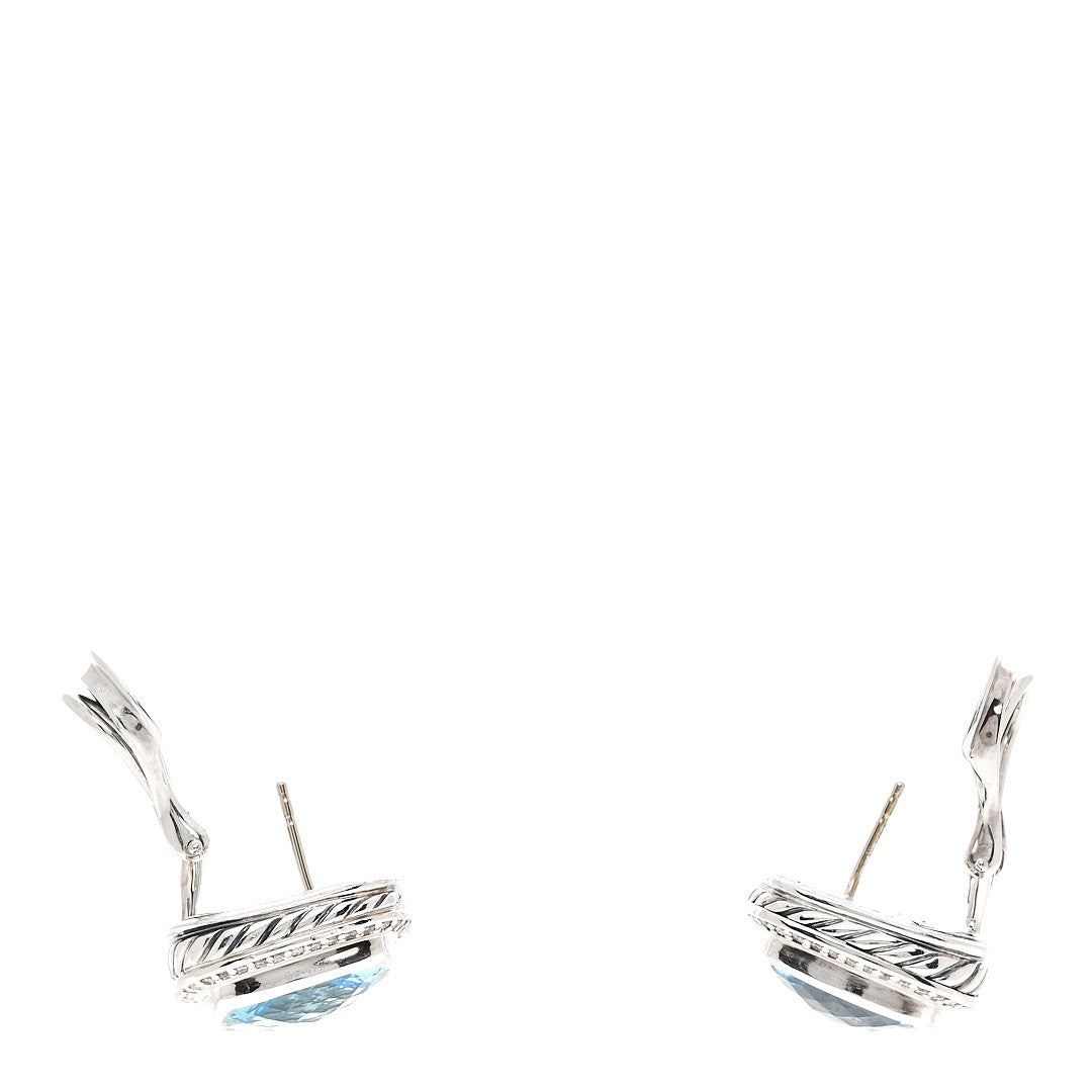 Sterling Silver Diamond Blue Topaz 14mm Albion Earrings
