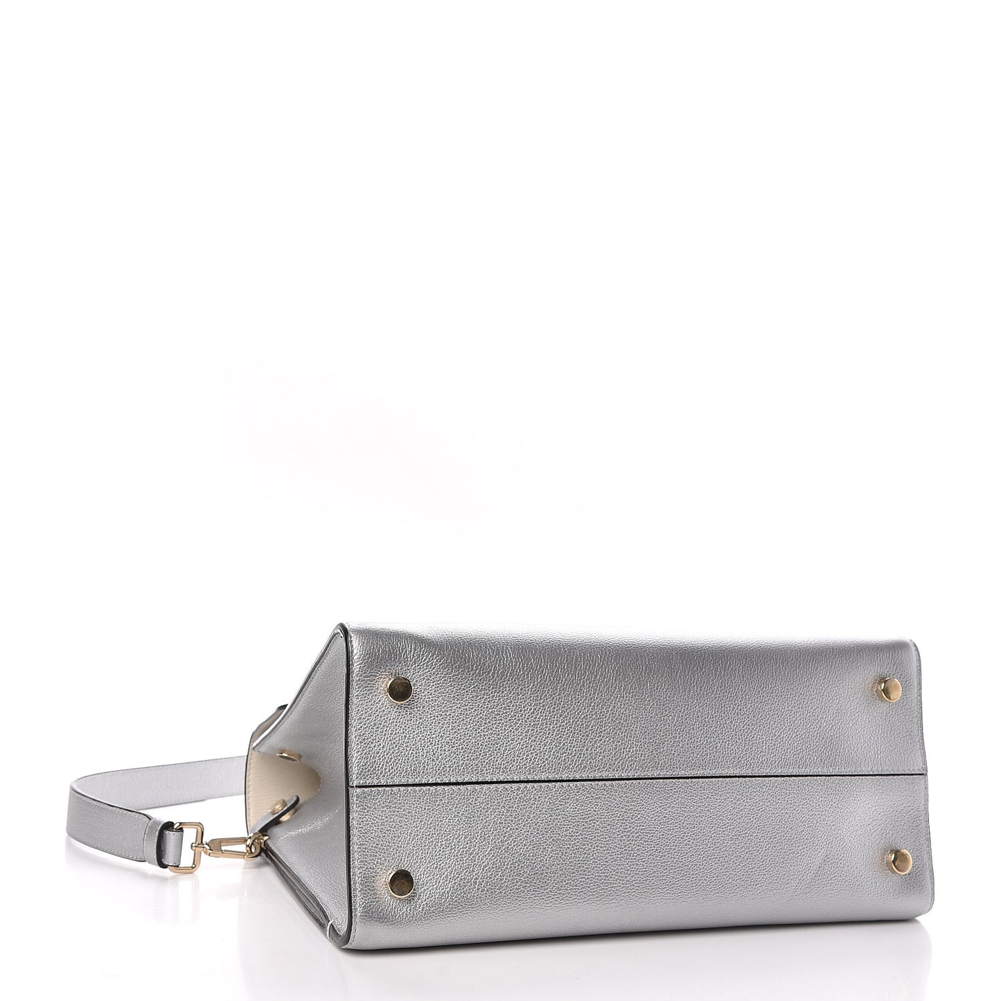 Metallic Grained Calfskin Medium Diorever Flap Silver