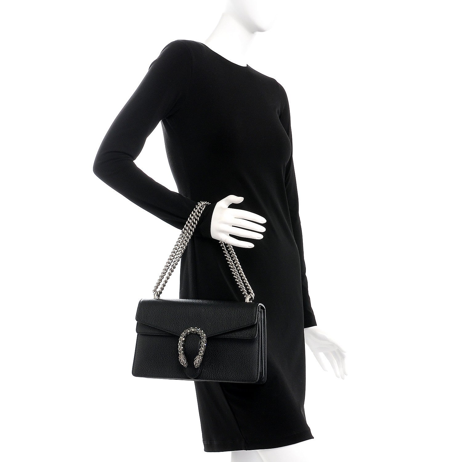 Gucci Pebbled Calfskin Small Dionysus Shoulder Bag Black 3 of 8