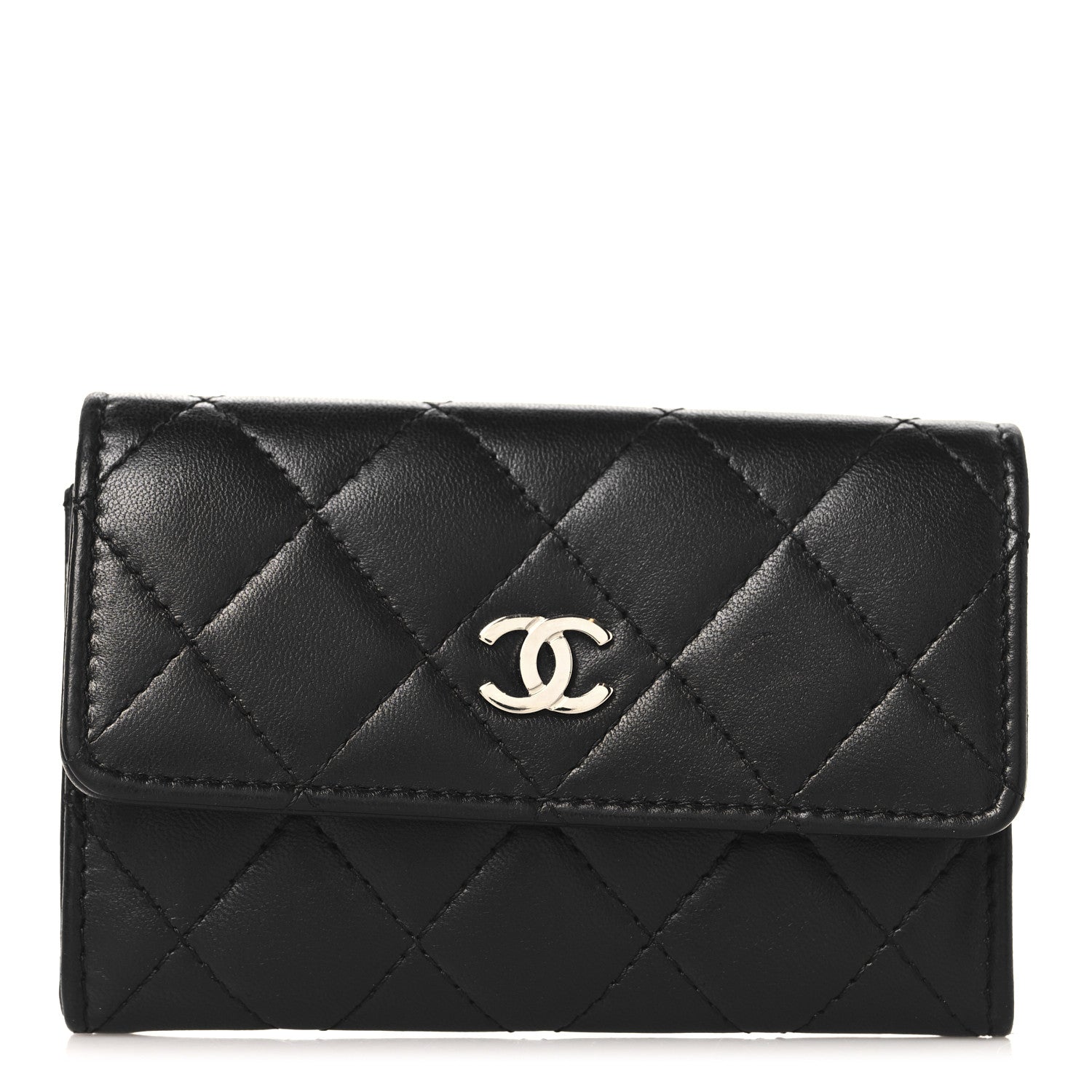 Chanel Lambskin Quilted Flap Card Holder Black 1 of 9
