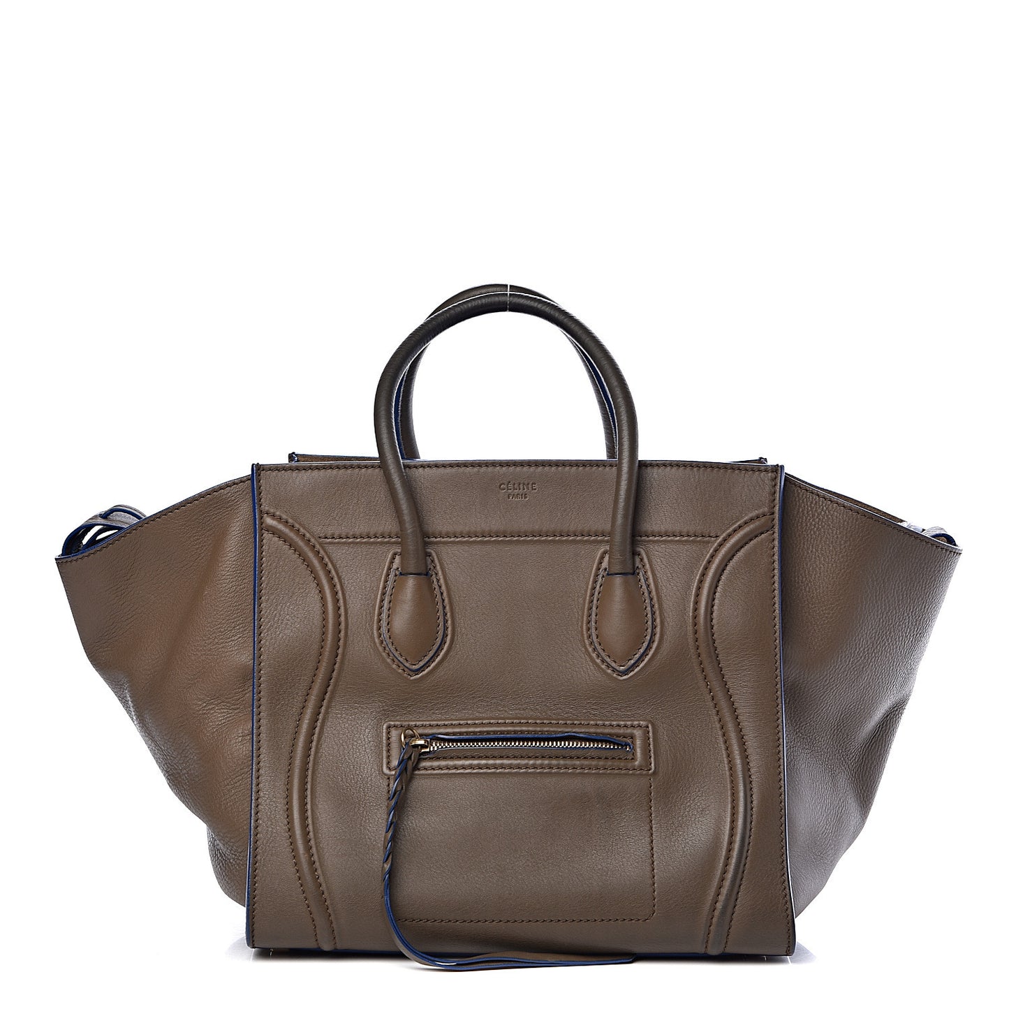Supple Calfskin Medium Phantom Luggage Khaki Cobalt Trim