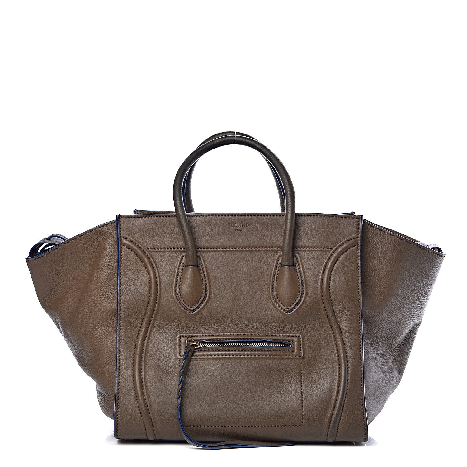 Celine Supple Calfskin Medium Phantom Luggage Khaki Cobalt Trim 1 of 20