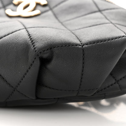 Chanel Lambskin Quilted Resin Bi-Color Waist Bag Fanny Pack Black 10 of 13