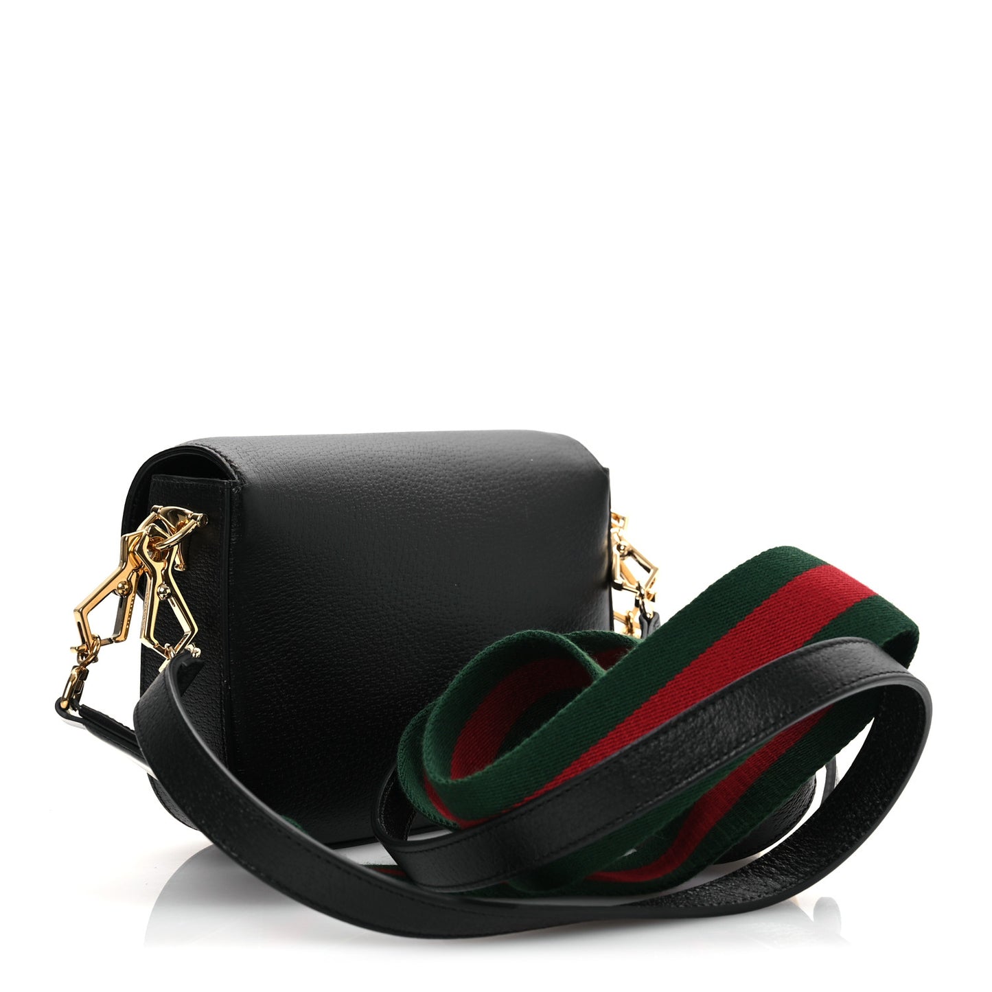 X ADIDAS Textured Dollar Calfskin Web Trefoil Mini Horsebit 1955 Shoulder Bag Black Off White