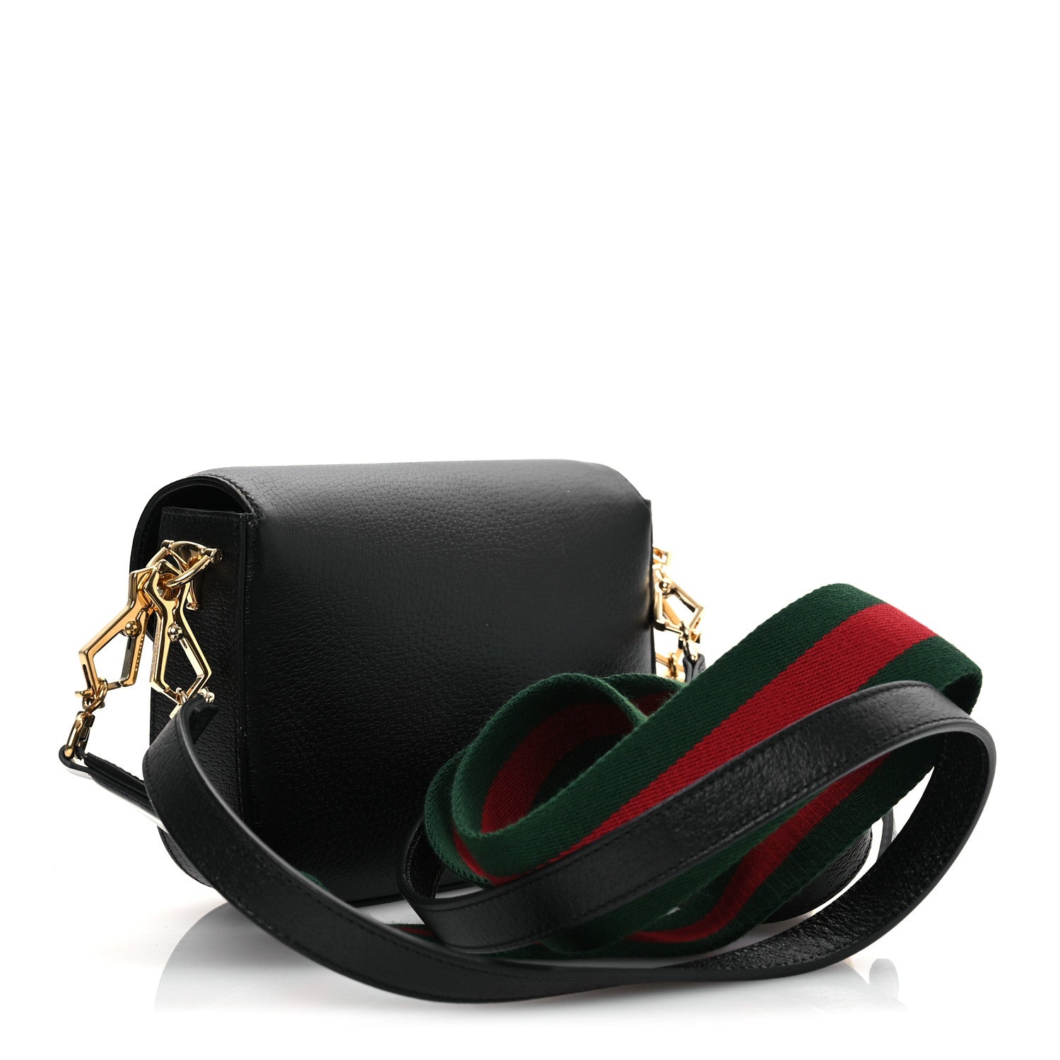 Gucci X ADIDAS Textured Dollar Calfskin Web Trefoil Mini Horsebit 1955 Shoulder Bag Black Off White 3 of 11