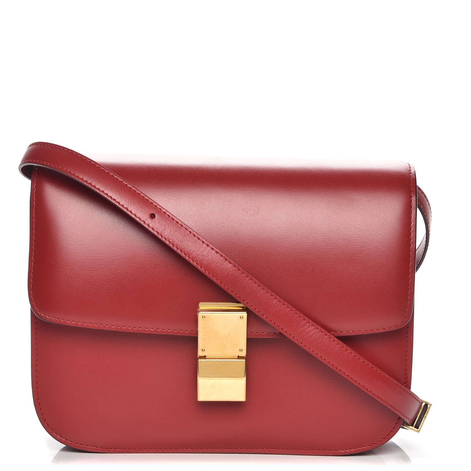 Celine Box Calfskin Medium Classic Box Flap Bag Red 1 of 8