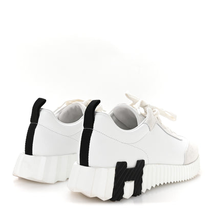Hermes Goatskin Suede Goatskin Bouncing Sneakers 38 White Black 5 of 9