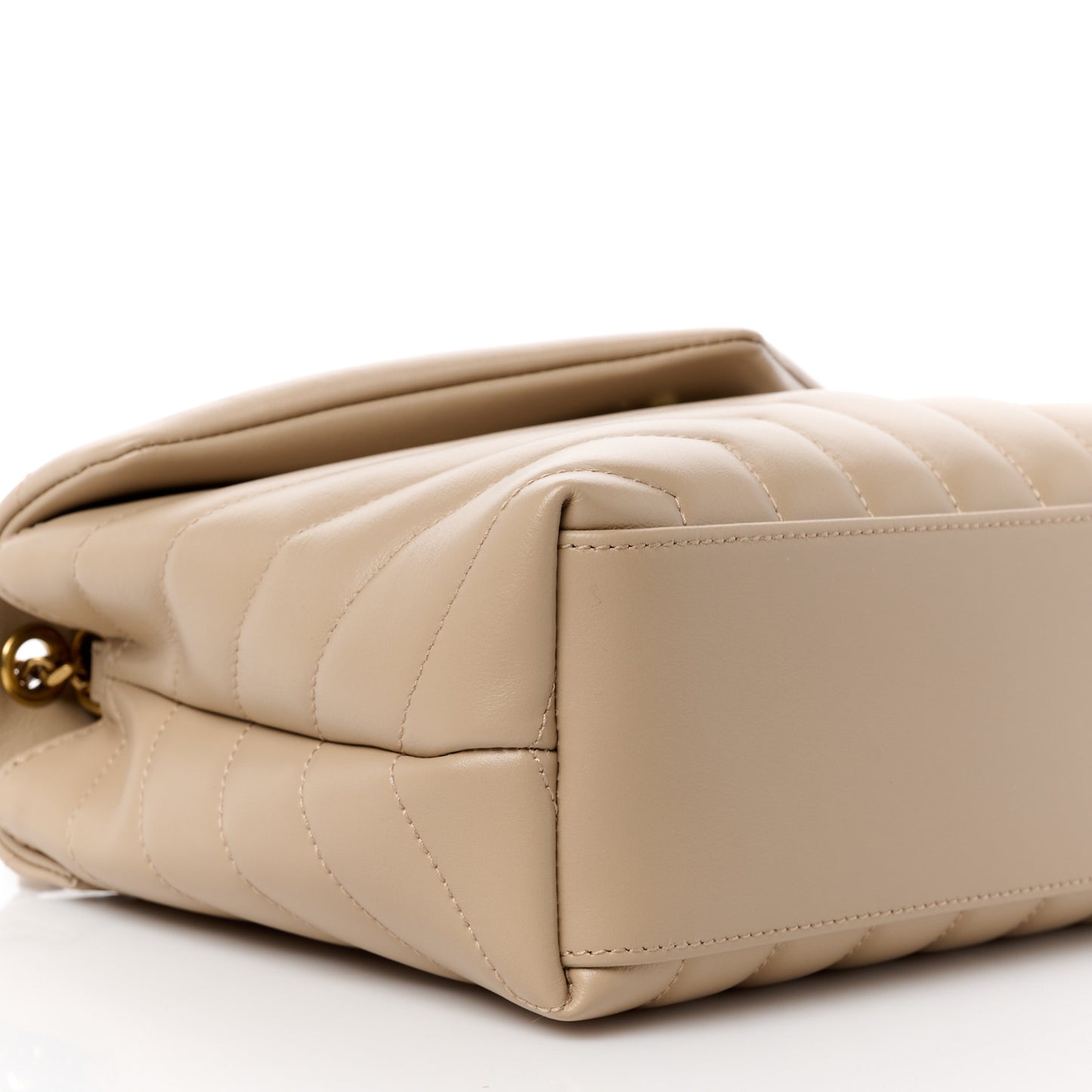 Calfskin Y Quilted Monogram Small Loulou Chain Satchel Dark Beige