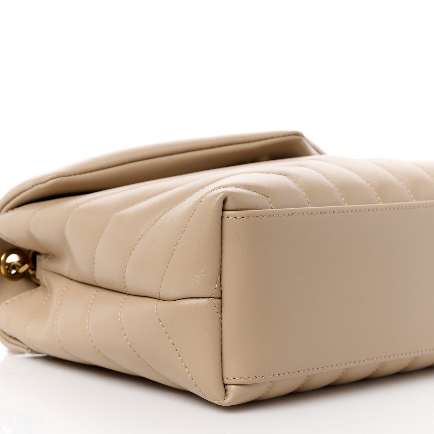 Saint Laurent Calfskin Y Quilted Monogram Small Loulou Chain Satchel Dark Beige 10 of 11
